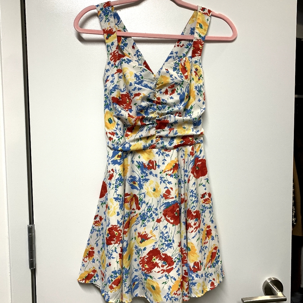 supreme la la Japanese band Floral cross back mini dress